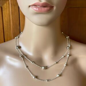 Chaps Double Silver Tone Ball Chain